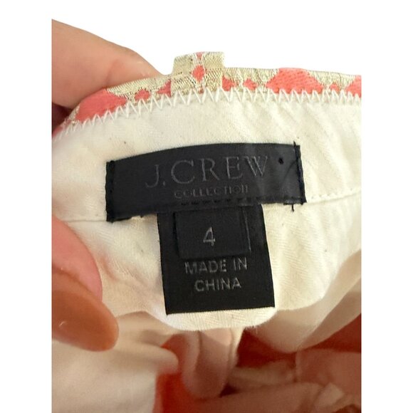 J CREW Collection Gold Coral Holiday Straight Ankle Pants Size 4 - Picture 4 of 15